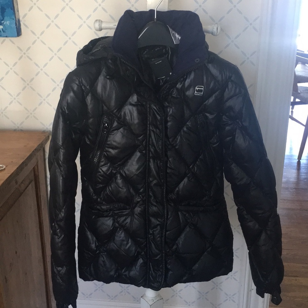 GStar RAW Black Quilted Jacket Size Small